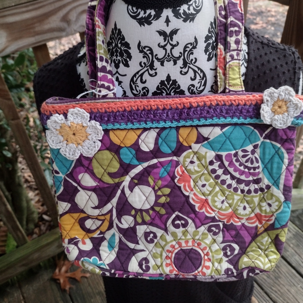 Vera Bradley Upcycled Bag With Crochet Accents